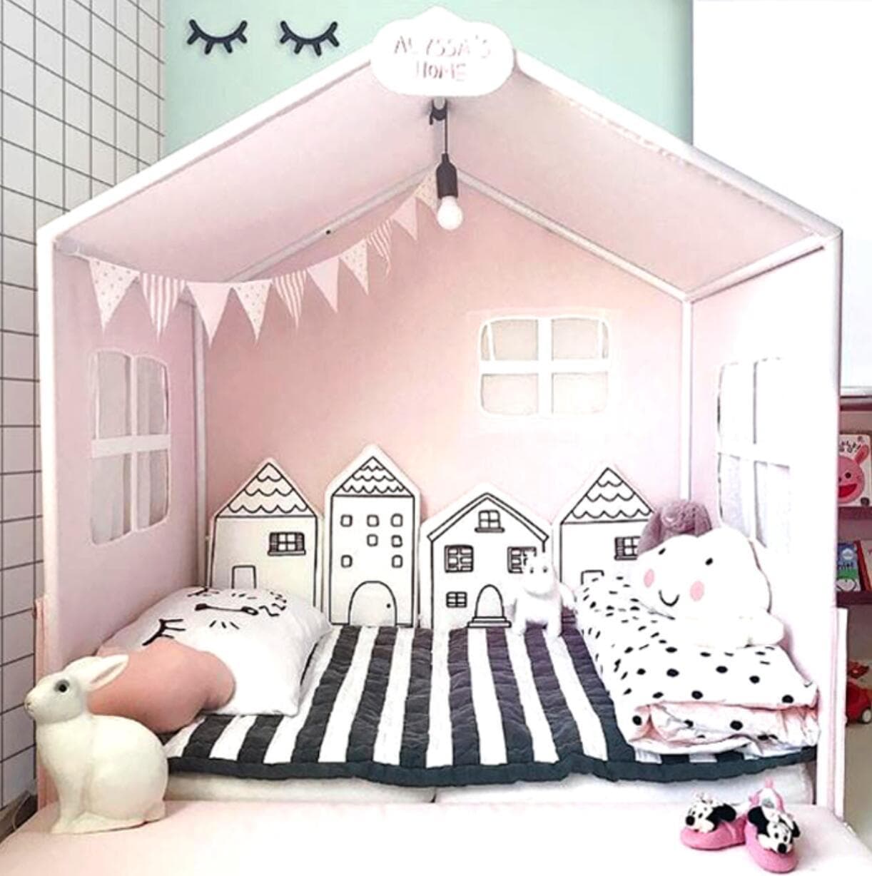 Nordic Style House Bed Rail Guard for Children, Baby Crib Bumper, Anti-Collision Bed Fence