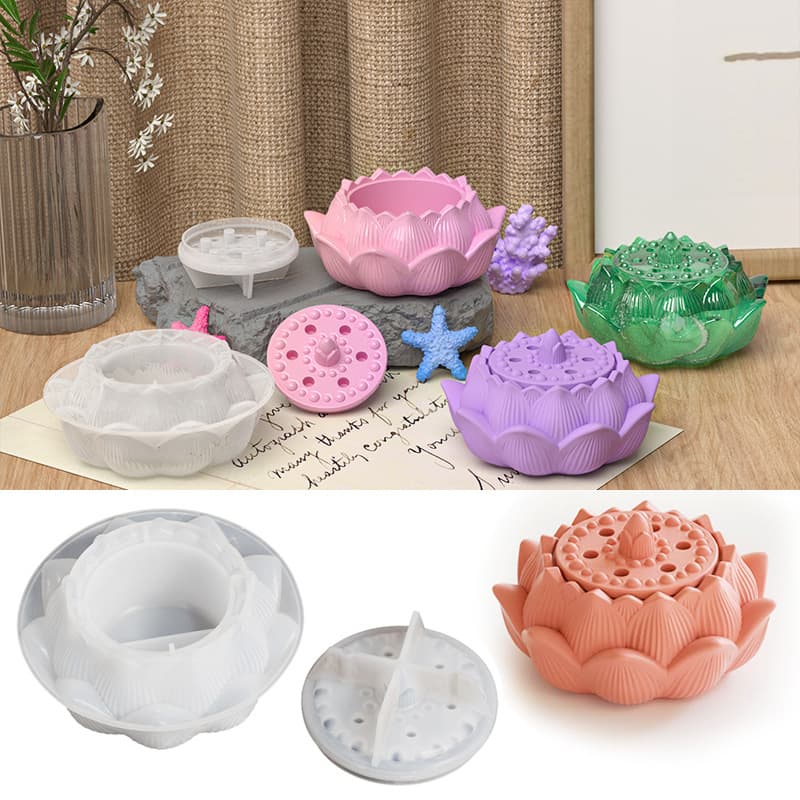 Glue plaster aromatherapy jar candle cup mold diy resin lotus storage box aromatherapy stove silicone mold