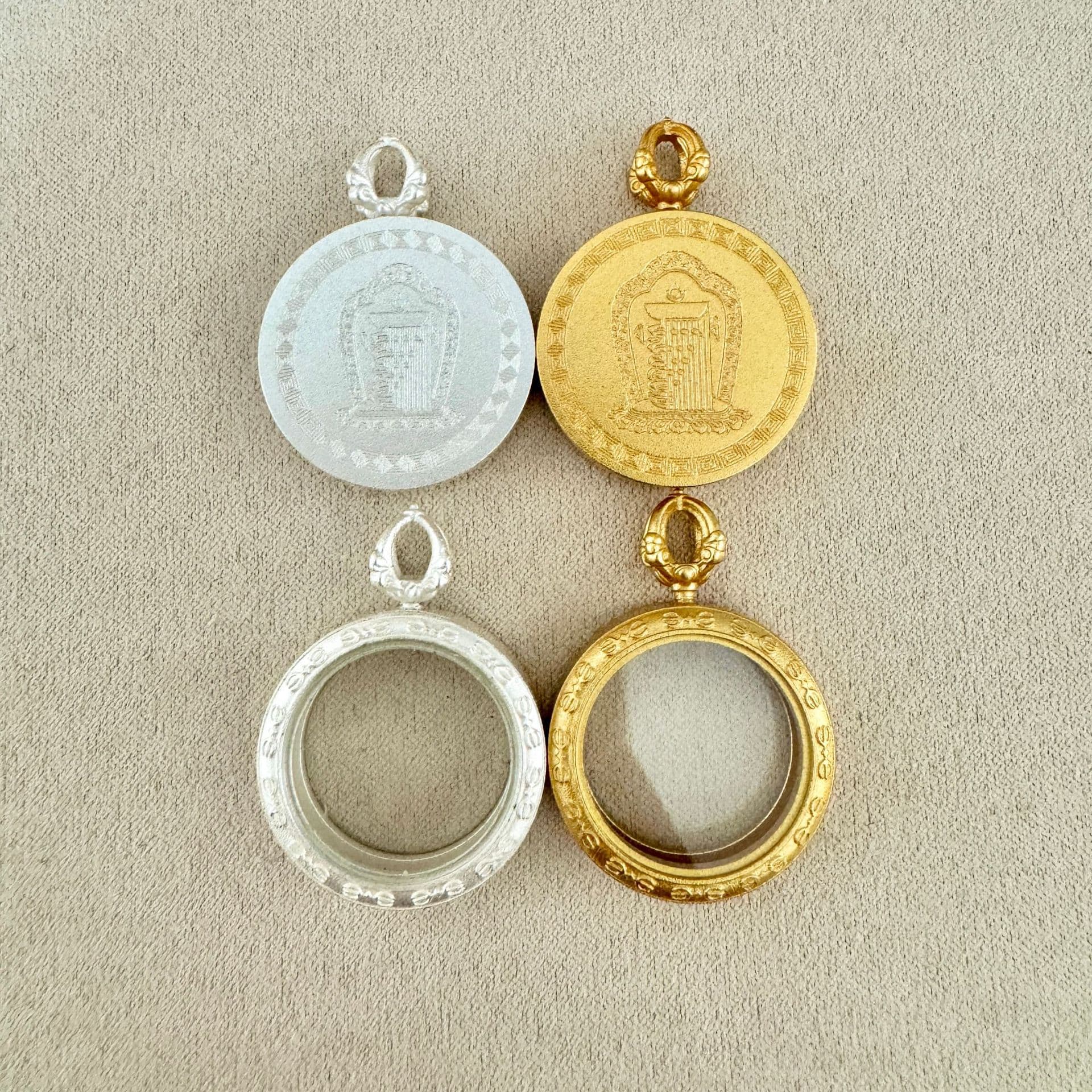 Titanium steel 1.5/2.0 round thangka box Gawu box titanium steel pendant empty box card core single-sided double-sided thangka shell