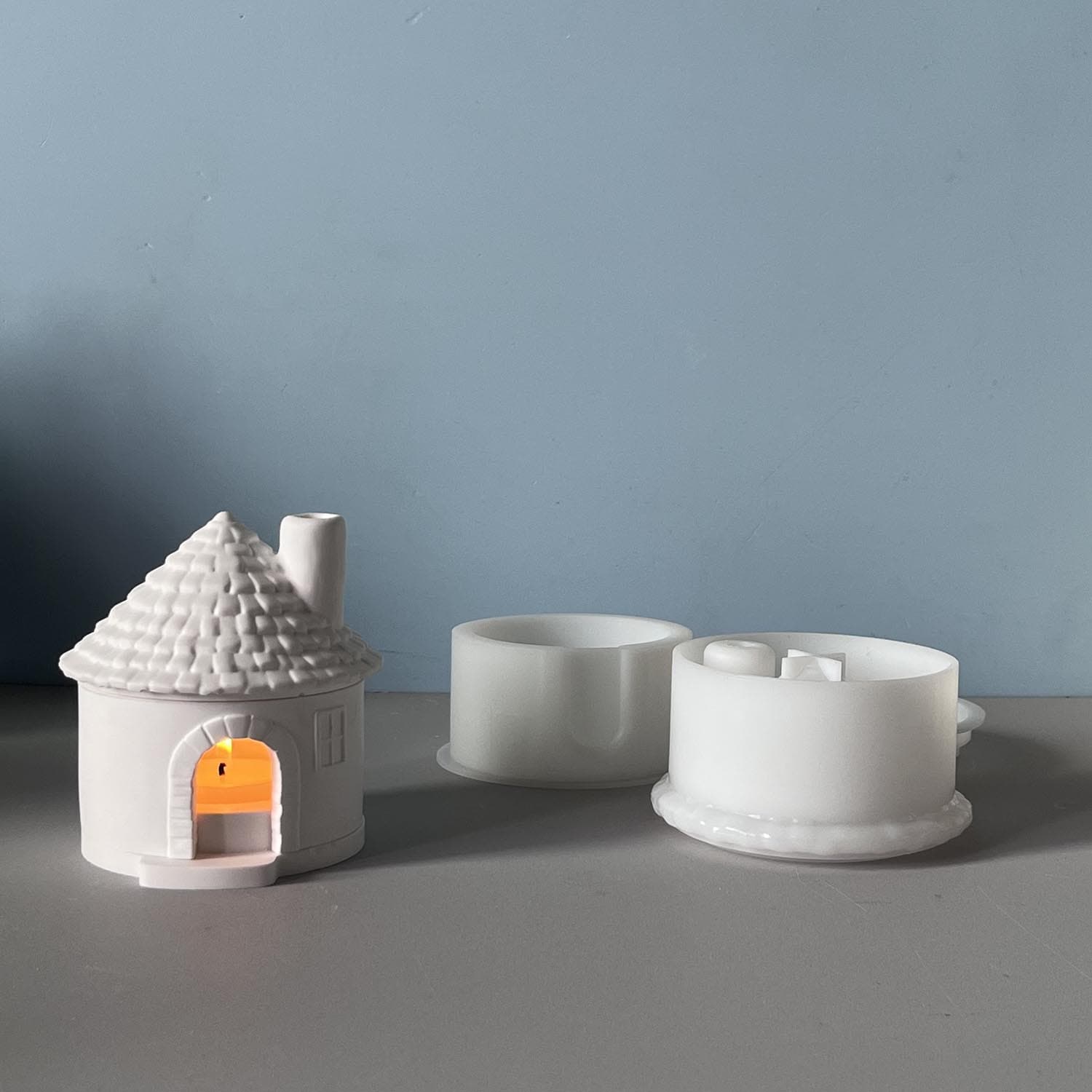 Sweet honey diy Christmas series mold chimney house mold tea light candlestick holder gypsum glue mold