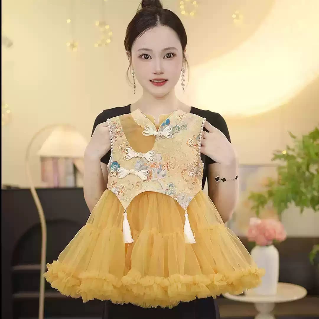 Girls' Summer Dress 2026 New Trendy Children's Hanfu Chinese Style Fairy Little Girl Summer Cheongsam