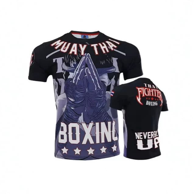 Fun 3D Tiger Print T-Shirt Fashion Gym Muay Thai Sports Men's T-Shirt Casual Loose O-Neck