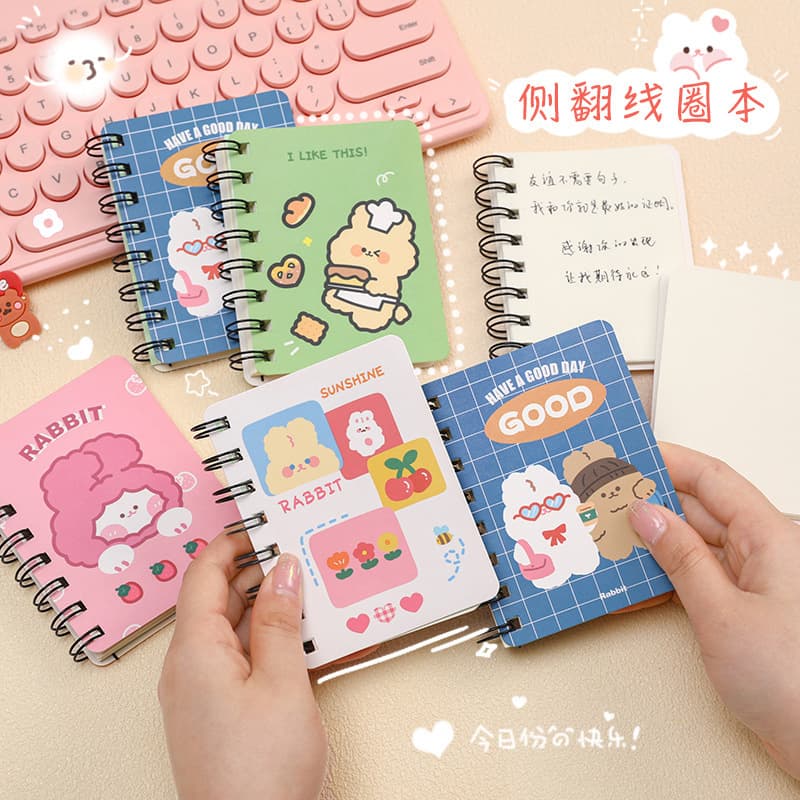 Cartoon Side-Flip Spiral Notebook - Student A7 Pocket Notepad for Office, Study, Diary, Portable Small Notebook