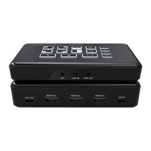 Two-Channel Live Streaming Switcher Seamless Switching No Delay with Splitter Mode Picture-in-Picture and Microphone