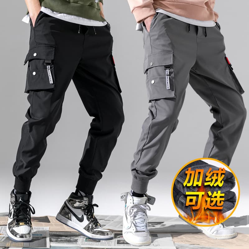 2026 Fall/Winter Casual Pants Men's Workwear Fleece Joggers Drawstring Sports Pants Trendy Cargo Pants Factory