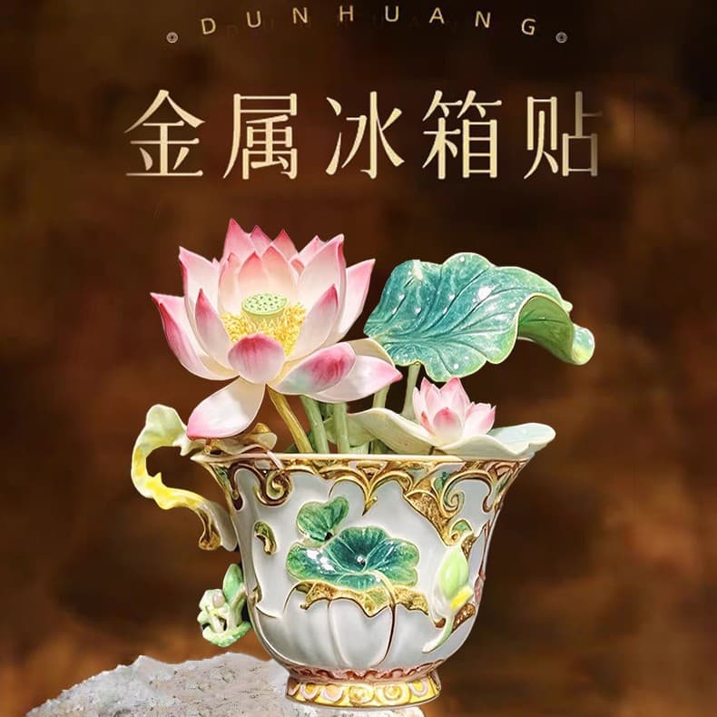 Metal Fridge Magnet European American Embossed Lotus Cup Metal Fridge Magnet Magnetic Sticker Alloy Seven-Color Lotus Cup Fridge Magnet