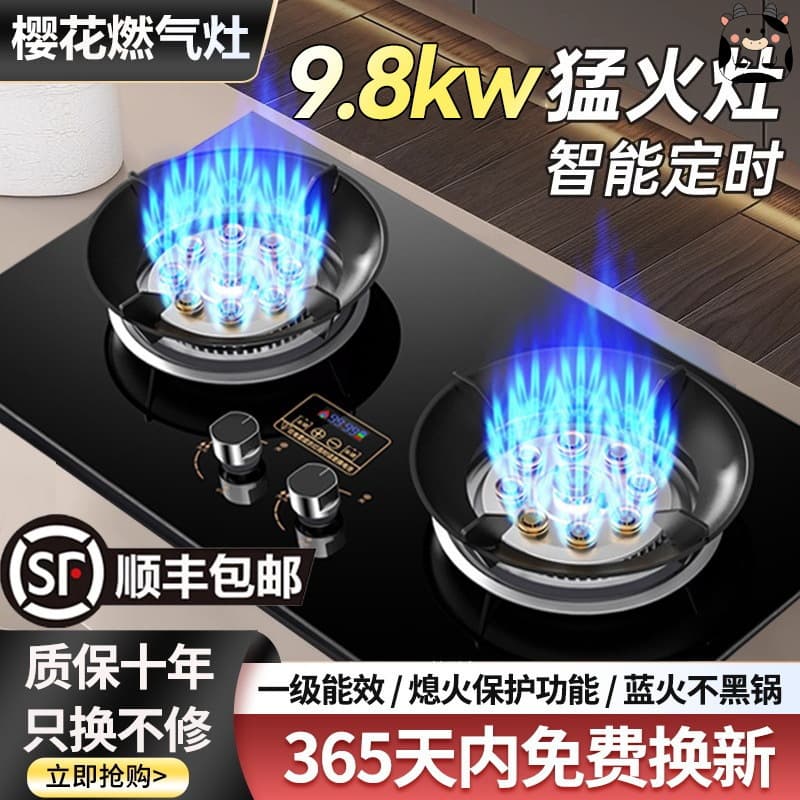 Gas Stove Double Burner Household Desktop Liquefied Gas Coal Gas Stove Natural Gas Built-in Energy-Saving High-Fire Gas Stove