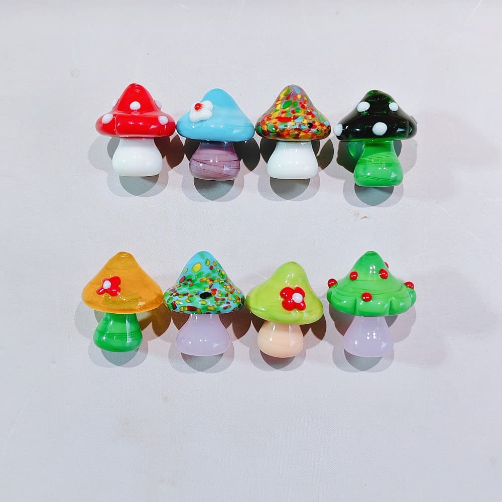 Colored Glass Mini Mushroom Ornament Glass Animal Craft Decor Car Cartoon Scenery Micro Landscape