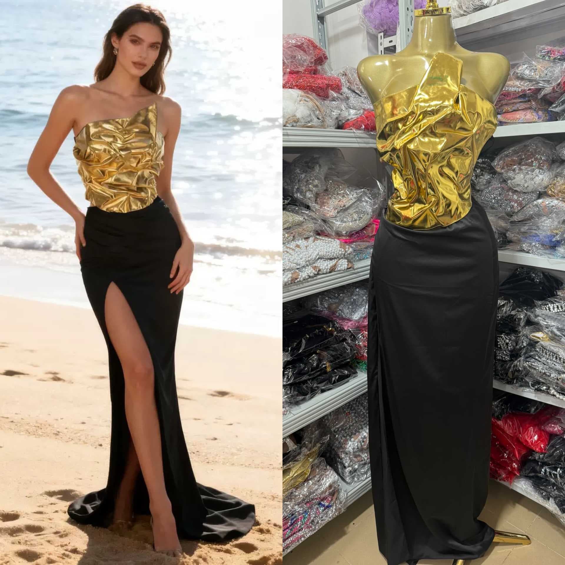 Cross-border independent station AliExpress hot-selling European and American sexy strapless slit dress bandage gown for banquet party