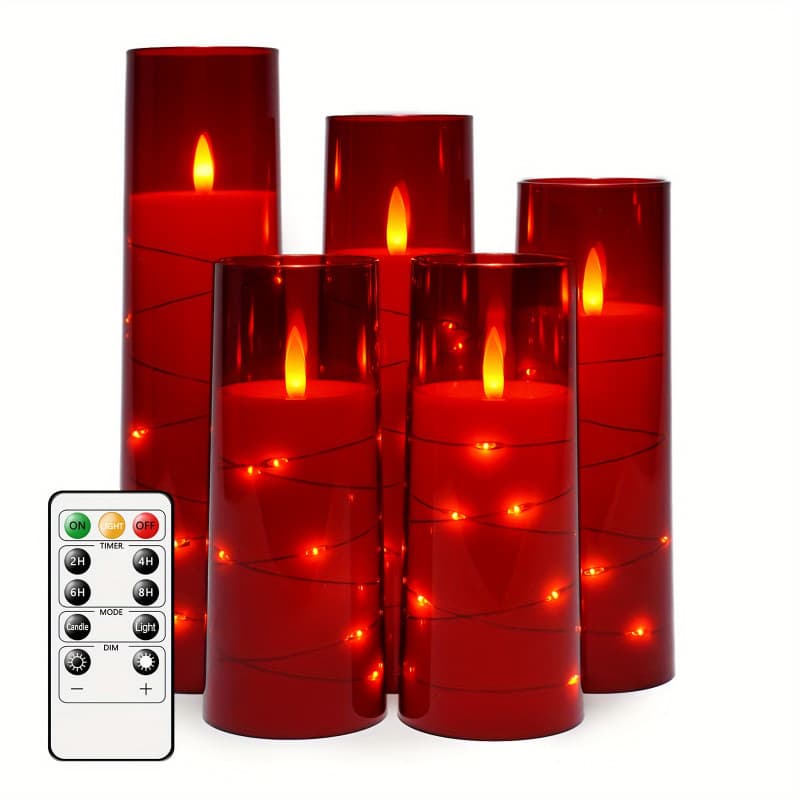 2026 New Cross-border Drop Shipping: Battery-Powered Flameless Candles, 5 Acrylic Flickering LED Candles