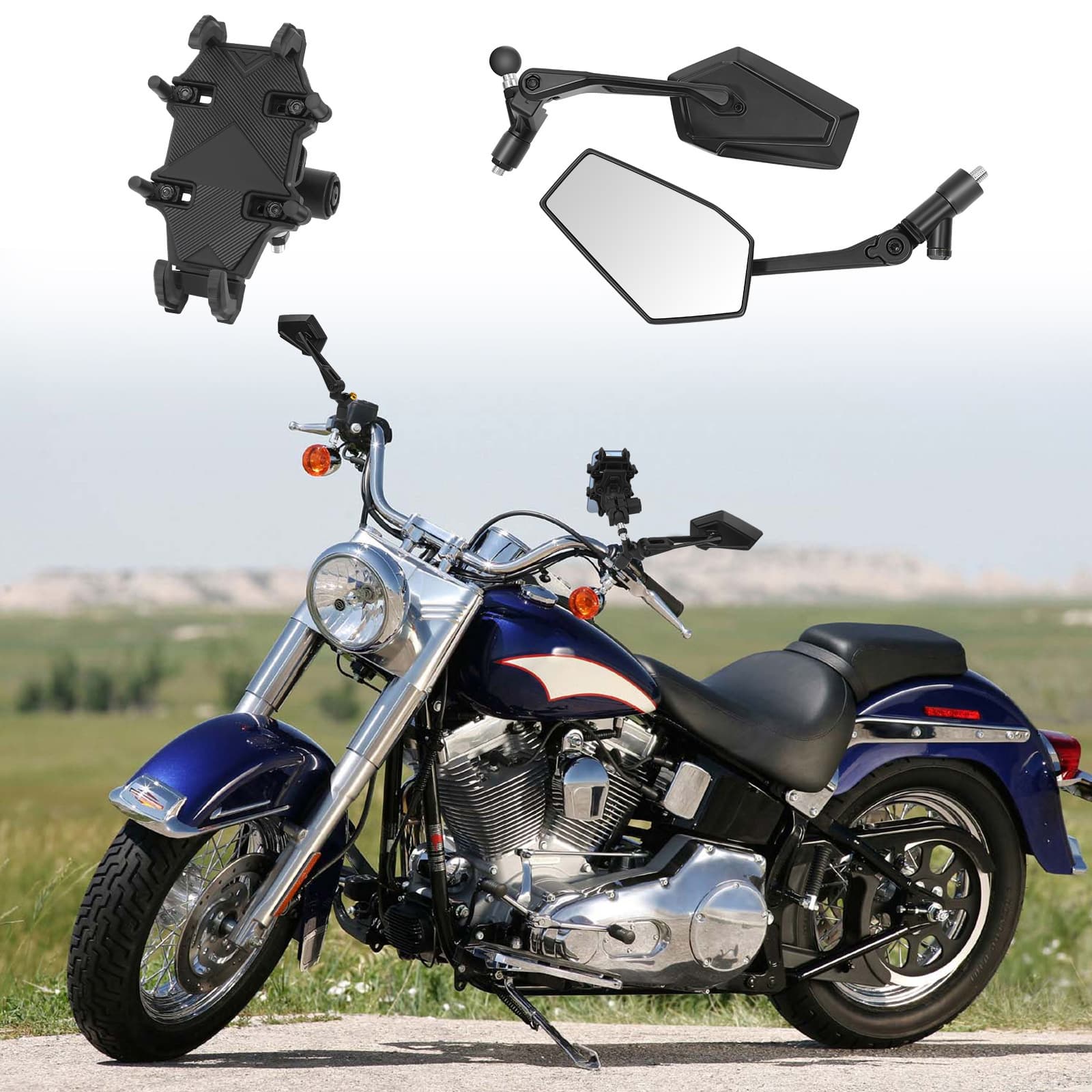 Cross-border special supply for M10 motorcycle universal rearview mirror mobile phone holder reflector