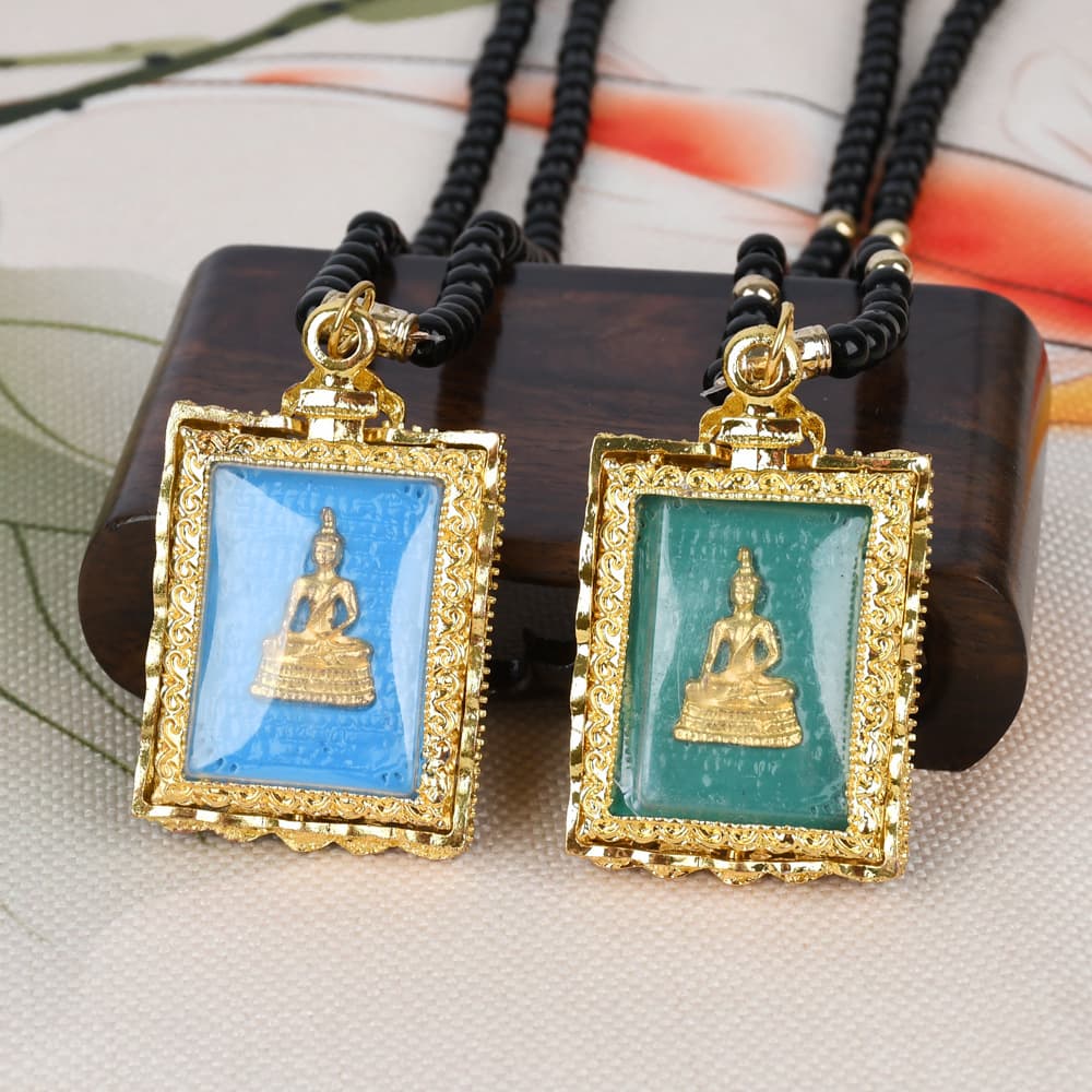 Hot-Selling Somdej Amulet Thai Amulet Gilded Shell Luang Phor Ruesi Official Temple Consecrated Phra Pidta Four-Faced Buddha Amulet Wholesale from Manufacturer