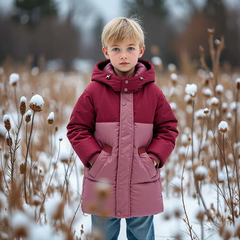 2025 New Children's Winter Outerwear, Boys' and Girls' Feathered Down Jacket, Thickened Faux Down Jacket, Mid-Length, for Medium and Large Children