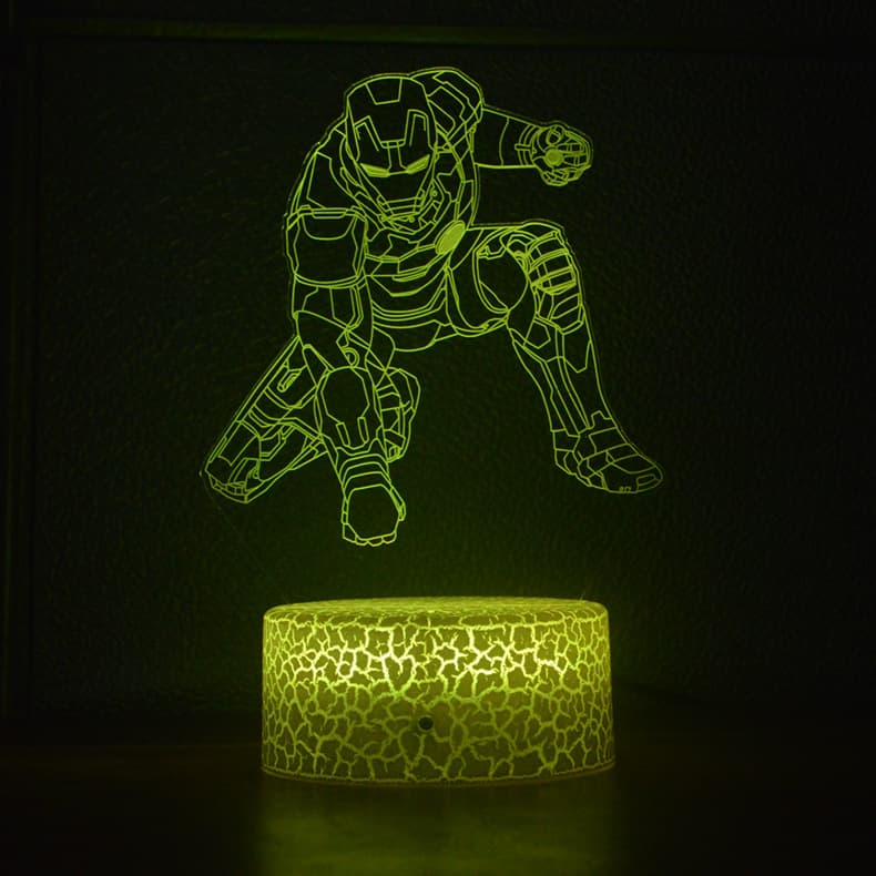 Iron Man 3D Night Light Ambient LED Lamp Marvel Theme Decorative Desk Lamp Glow LED