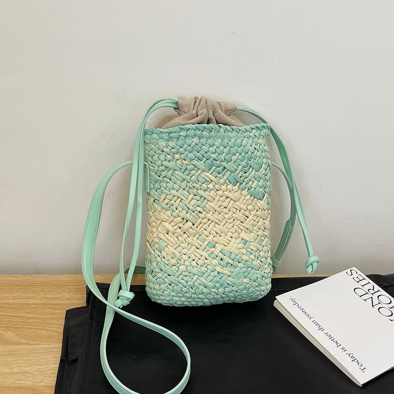 Luo Jia Style Crossbody Phone Bag Handwoven Bag Fashion Beach Vacation Straw Bag Shoulder Bag for Women