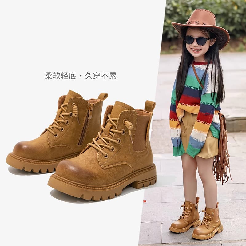 Children's Martin Short Boots Girls Prairie Desert 2025 Autumn and Winter New British Style Outdoor Rhubarb Boots Boys