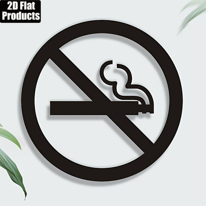 Acrylic No Smoking Sign, Black No Smoking Sign, No Smoking Area Reminder for Shopping Malls, Restaurants, and Public Places
