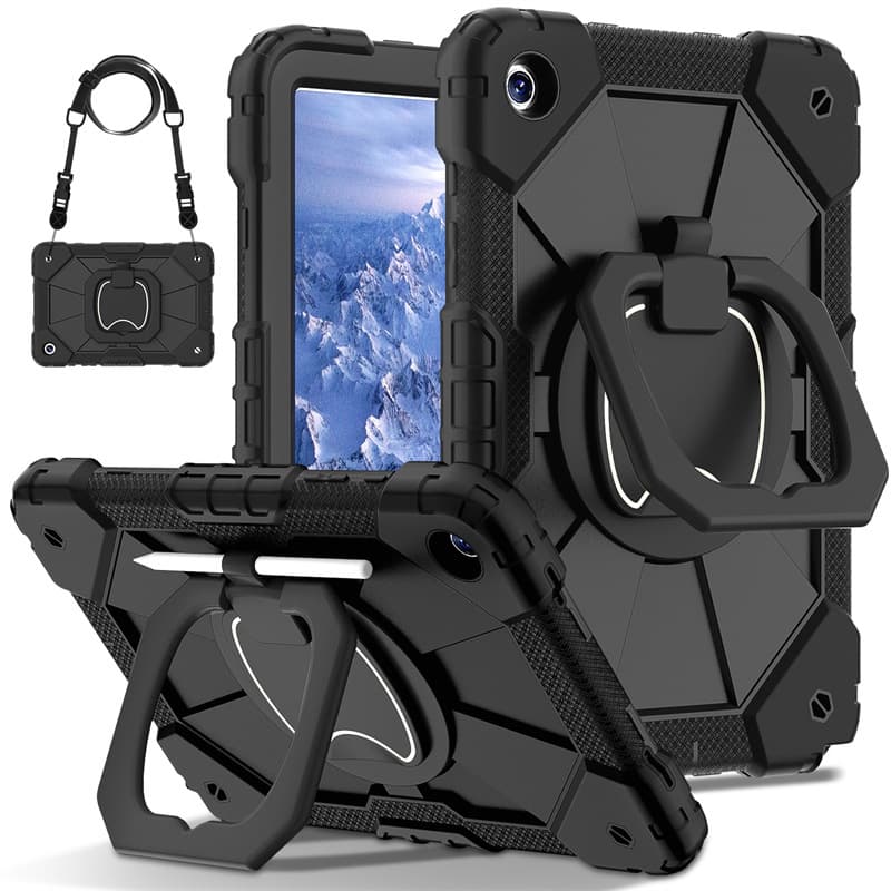 Compatible with Samsung Tab A9 Plus Strap Shockproof Tablet Case Samsung A9 Rotating Wrist Strap Holder Protective Cover