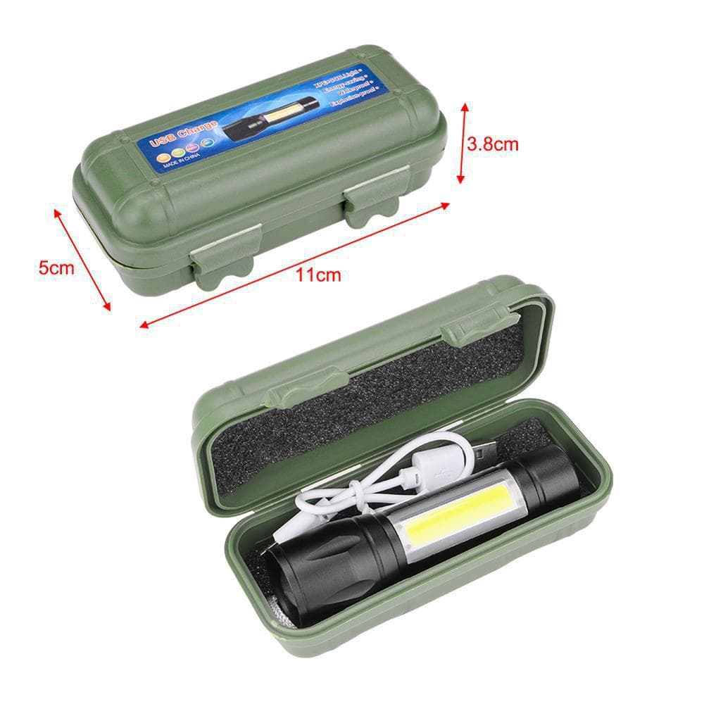 Mini flashlight cob side light household portable zoom small flashlight outdoor rechargeable flashlight