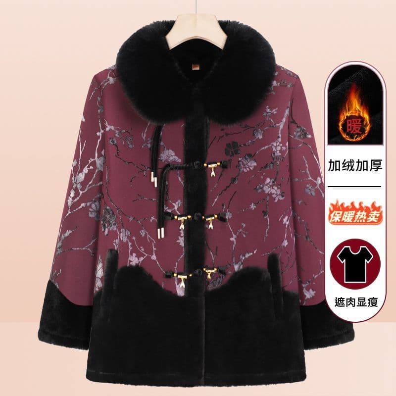 Winter Coat for Elderly Women, Fleece-Lined, Warm Jacket for Grandmothers