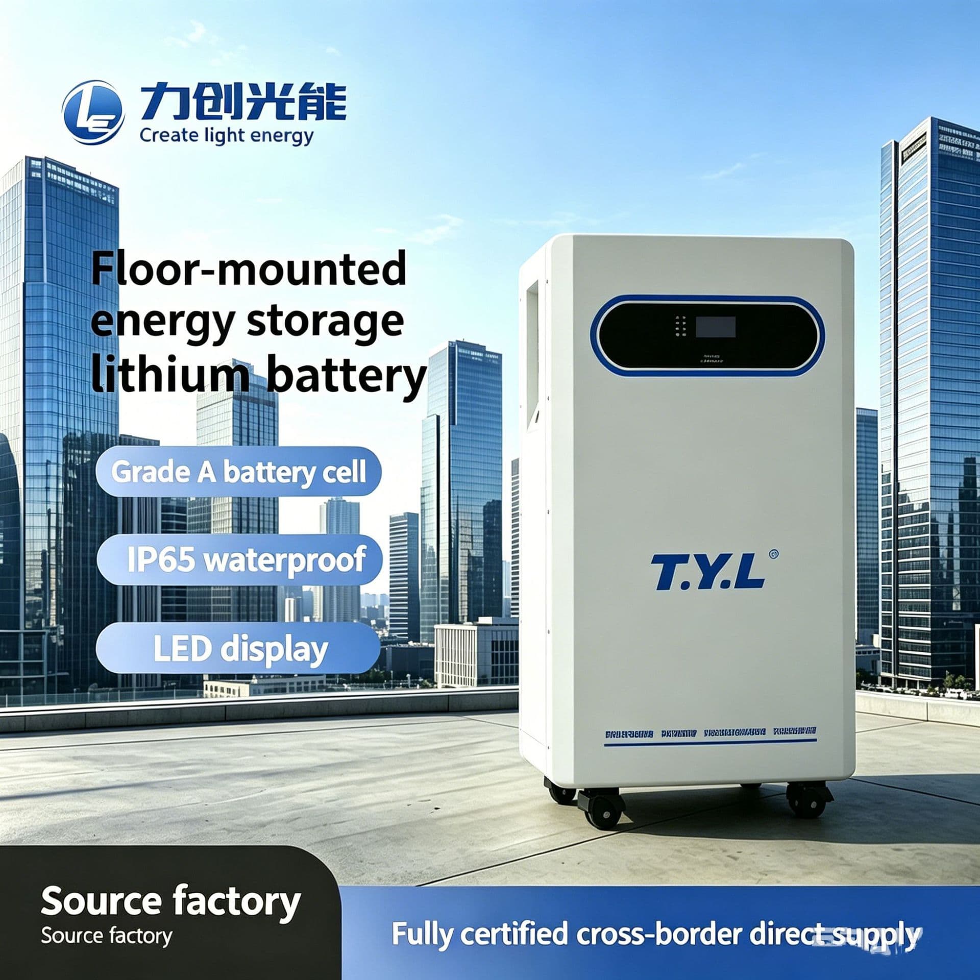 51.2V Lithium Iron Phosphate Wall-Mounted Solar Battery Grid
