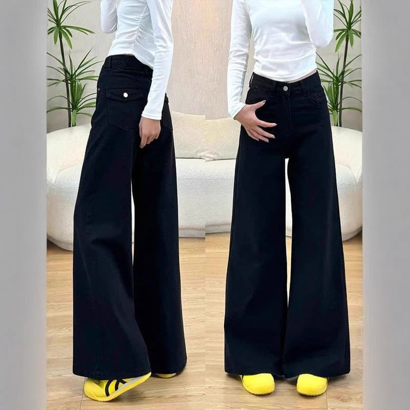 Black Women's Jeans 2025 New Style Plus Size Slimming Flared Pants Pear Shape Body Wide Legs Wide Hips Micro Flare Pants