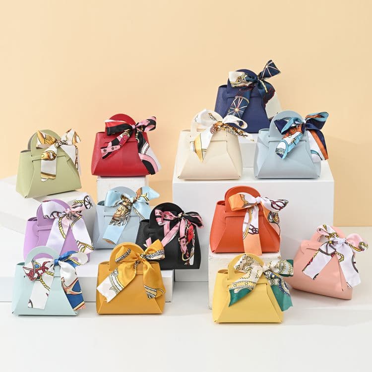 Elegant Leather Wedding Favor Candy Box European Style Handheld Big Size Square Wedding Celebration Gift Packaging