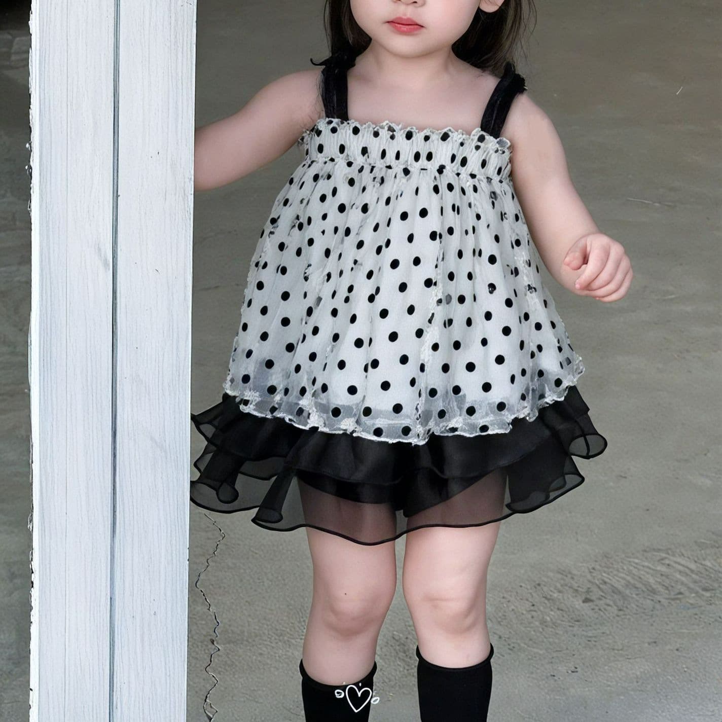 Children's tops 2026 summer new arrival girls 1165 small and medium-sized children's polka dot suspender skirt Korean style children's clothing tops