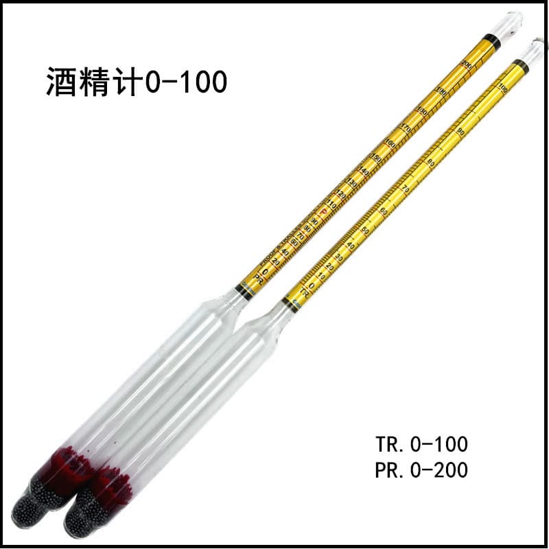 Baijiu Alcohol Meter 0-100 Proof Concentration Tester Yellow Scale Hydrometer American 0-200 Homebrew Density Meter