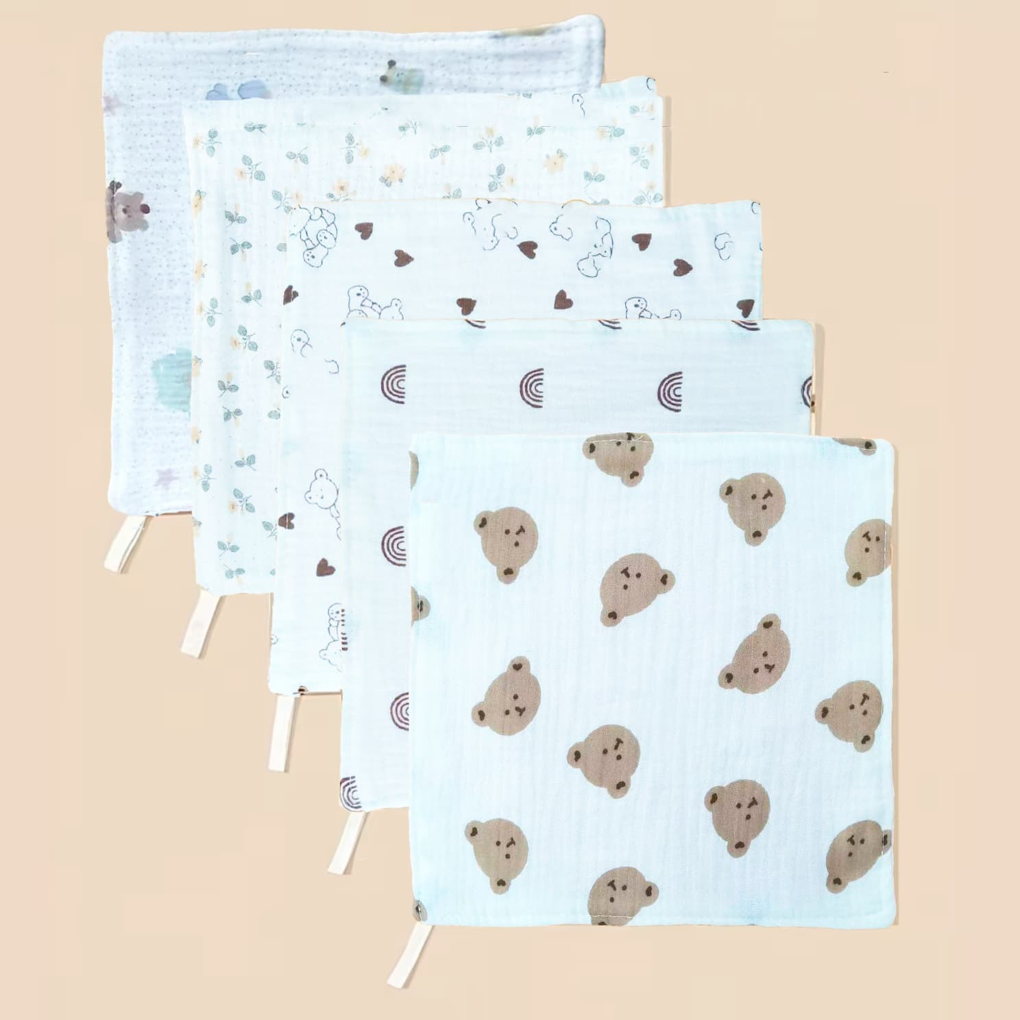 Gauze Small Square Towel Absorbent Face Towel 25*25 cm Multiple Colors Available