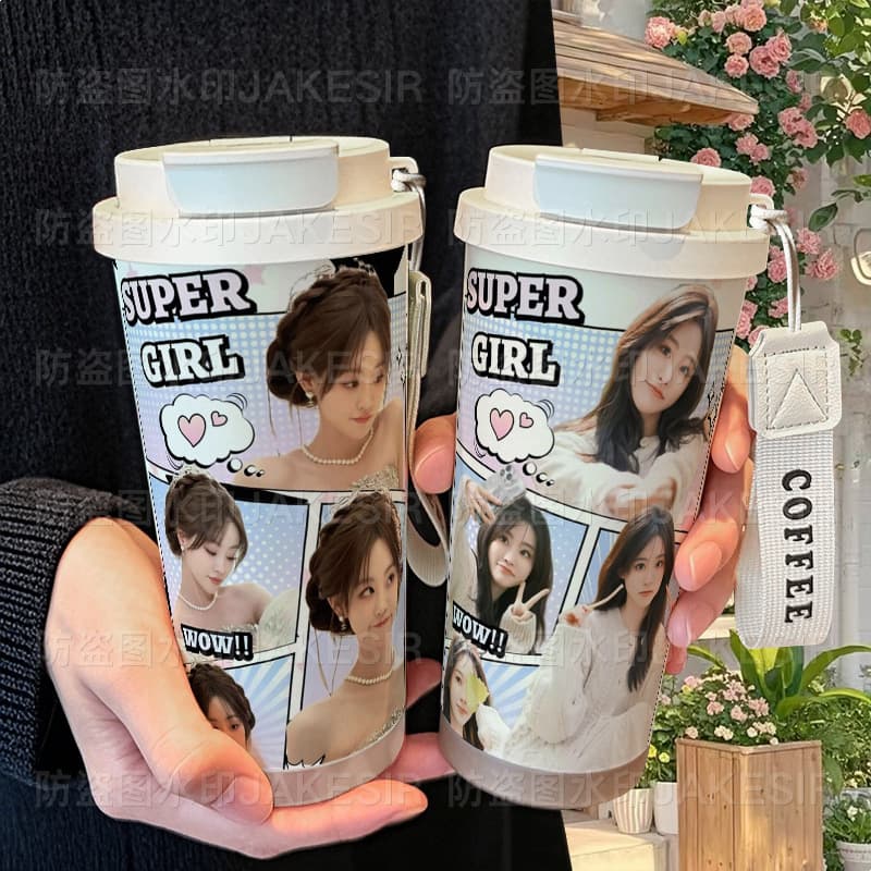 Zhu Xudan support themed 316 stainless steel large capacity tumbler with straw, car coffee mug unisex