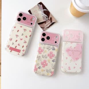 Pretty Pink Floral Case for Apple iPhone 17PM/16/11/12/13/14/15, Women's Heart Design