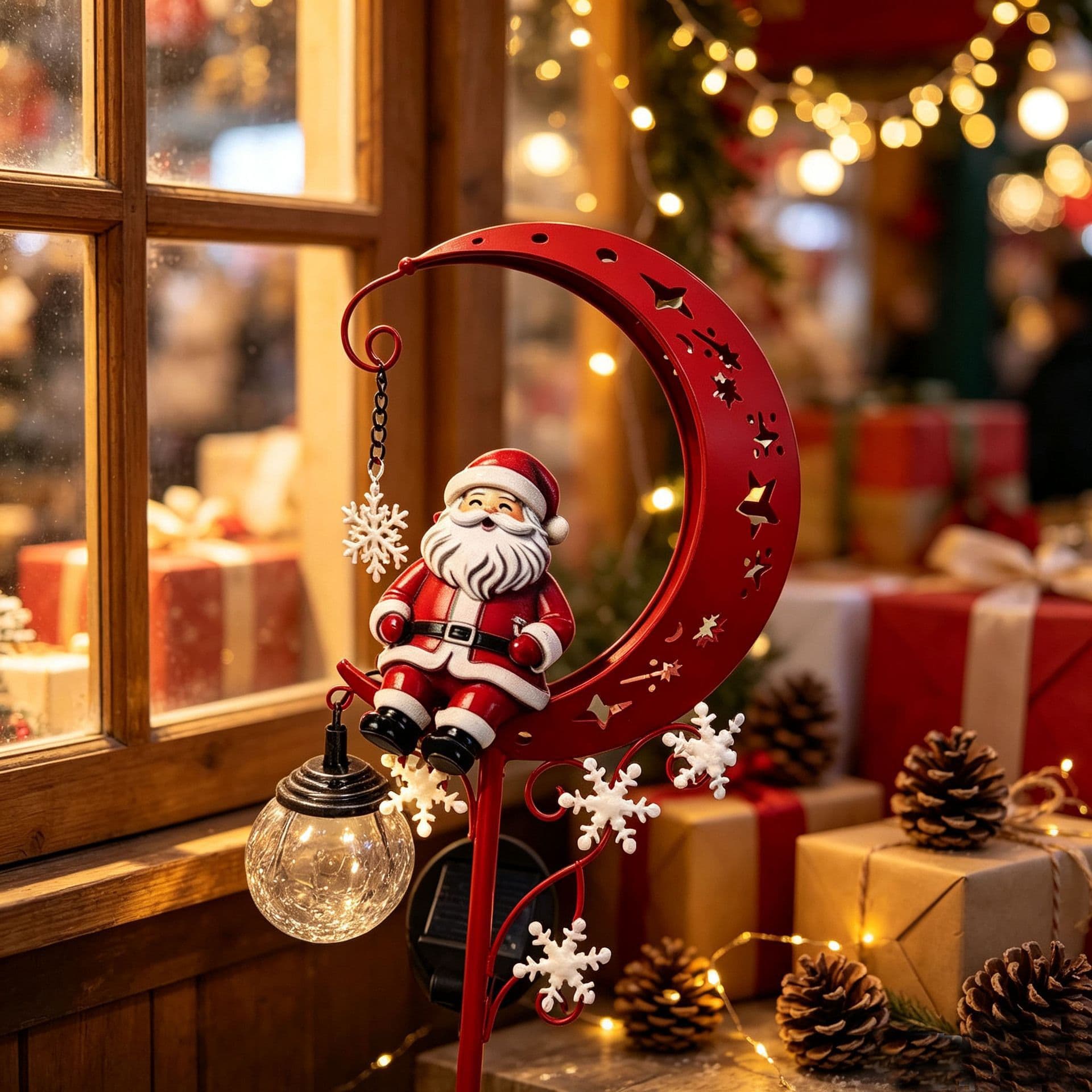 Cross-border New Santa Moon Solar Stake Light Santa Moon Solar Stake Light