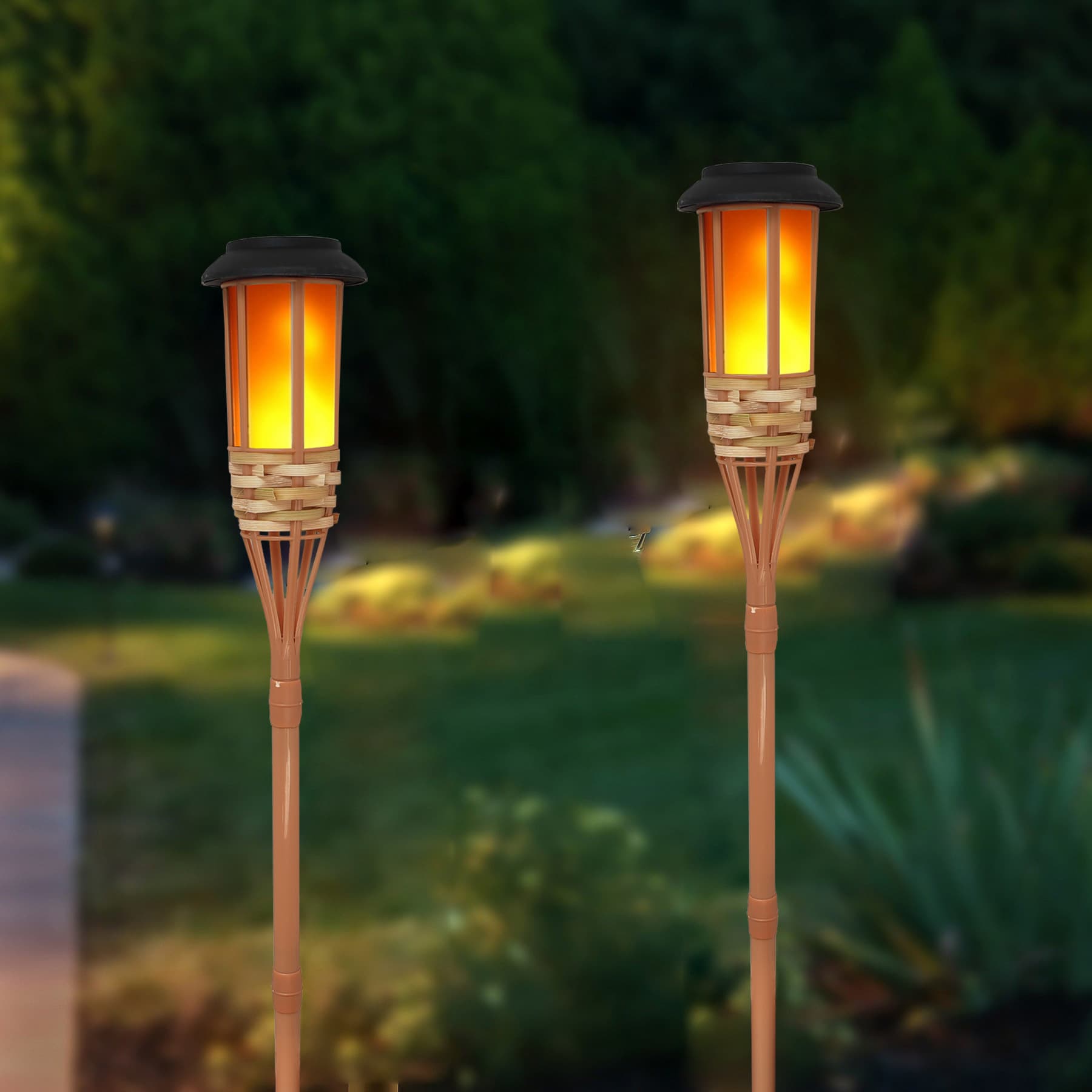 Outdoor Solar Bamboo Flame Torch Light, Solar Garden Decorative Light, Cross-Border Factory Source