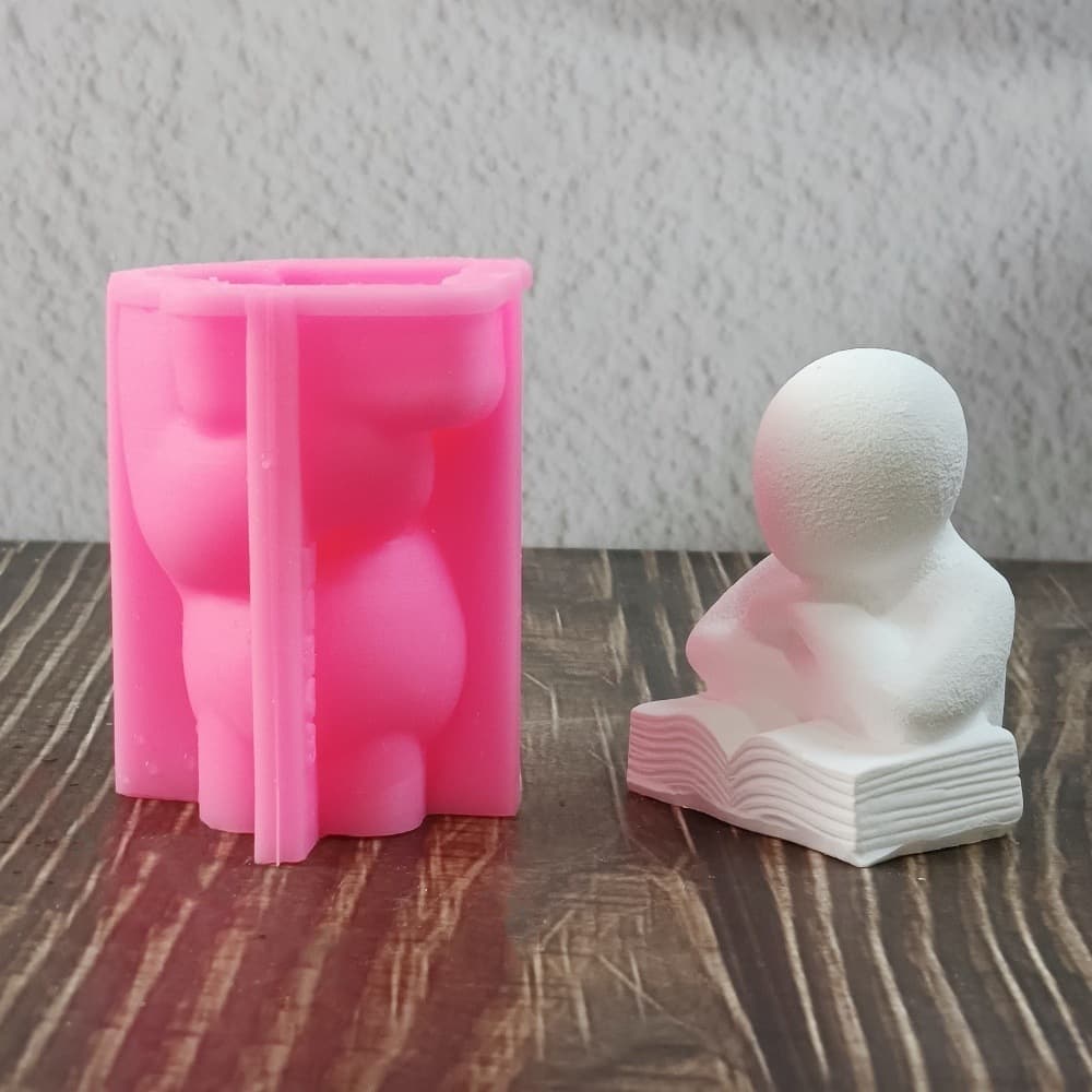 Reading Figure Mold Ornament Candle Plaster DIY Plaster Ornament Candle Holder Silicone Mold W0843