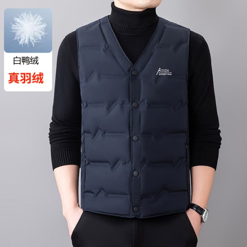 New Down Vest Men Autumn/Winter Inner Wear White Duck Down Warm Vest Sleeveless Outerwear Jacket