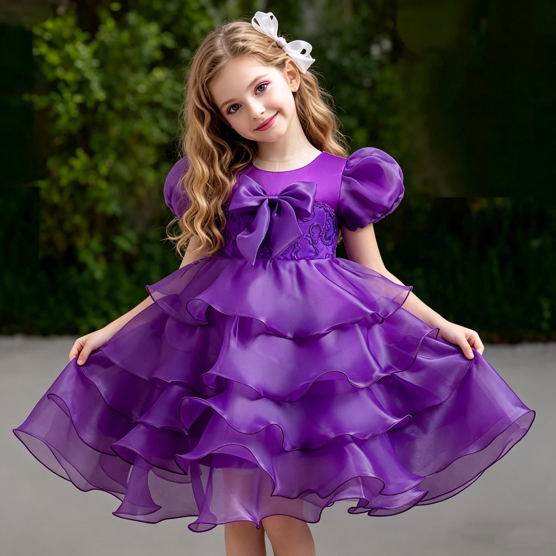 Cross-border Hot Selling Girls Princess Dress Cake Skirt Flower Girl Little Girl White Wedding Dress Fashionable Birthday Party Dress