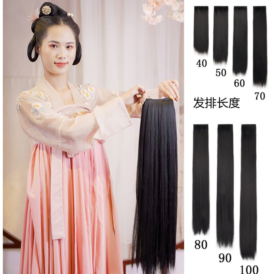 Ancient Costume Wig Oil Hair Weft Cornrow Curly Hair Weft Hanfu Wig Hairpiece Ancient Style Hair Extension Weft