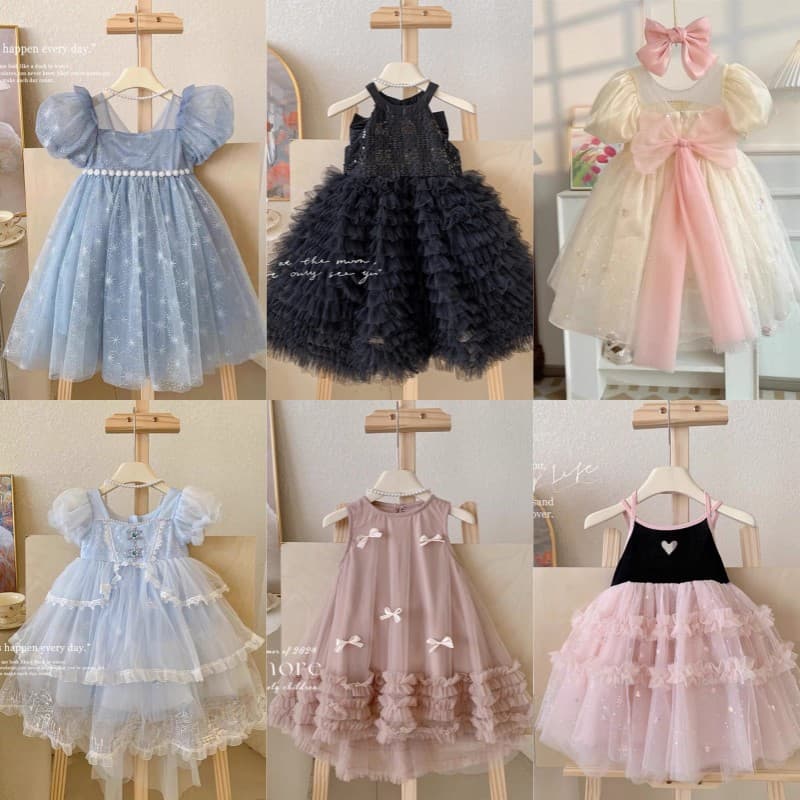 Girls Summer Dress 2025 Baby Princess Dress Children Little Girl Mesh Skirt Beach Dress Korean Style Summer Clothing