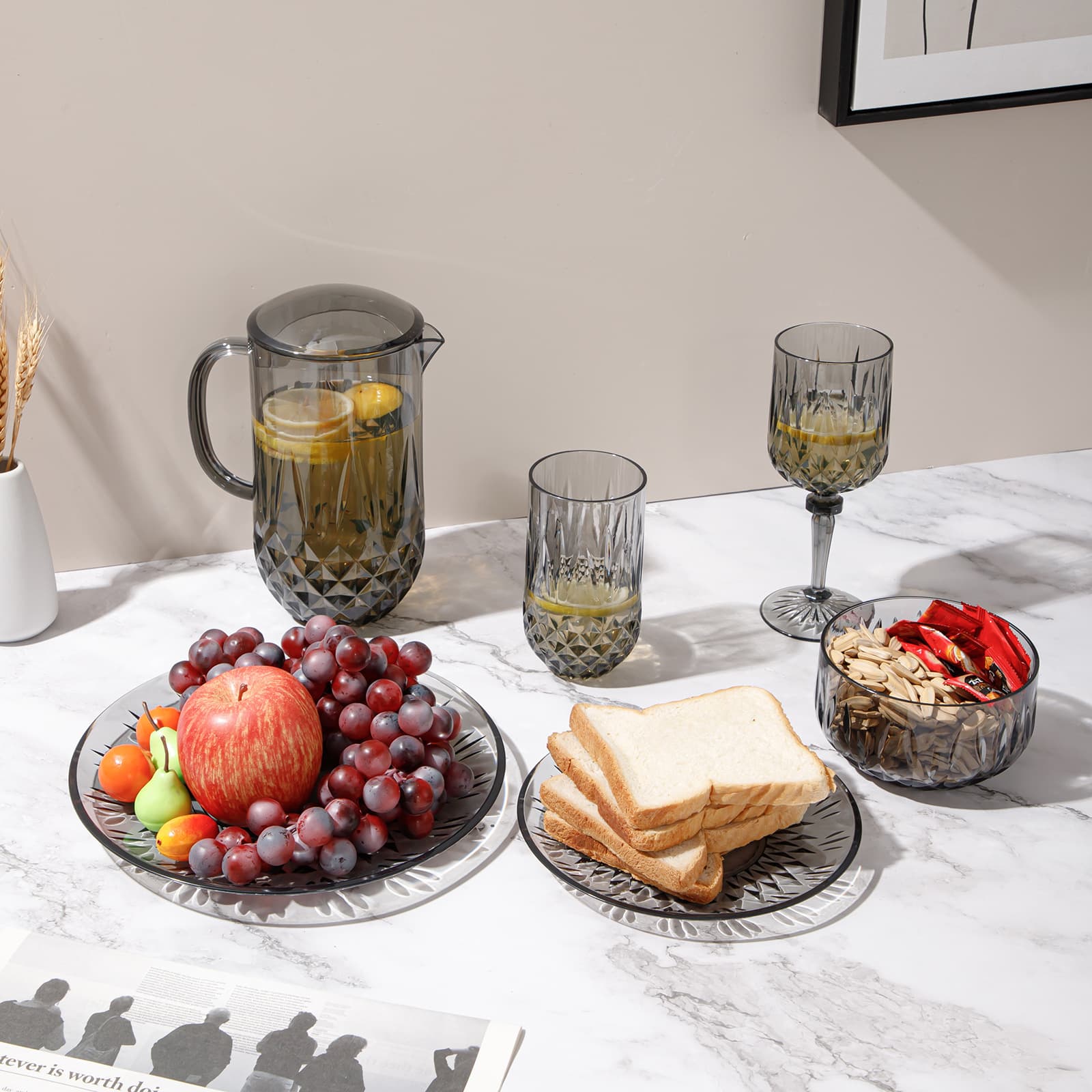 Acrylic Water Pitcher Restaurant Bar Drink Juice Pot Office Transparent Glass Cup Fruit Tray Water Cup Wholesale