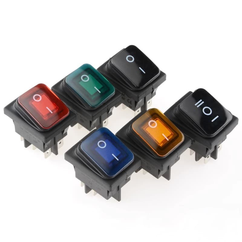 Waterproof Boat Toggle Switch KCD4-201N 4-Pin 2-Position Illuminated Silver Contact High Current Rocker Power Switch