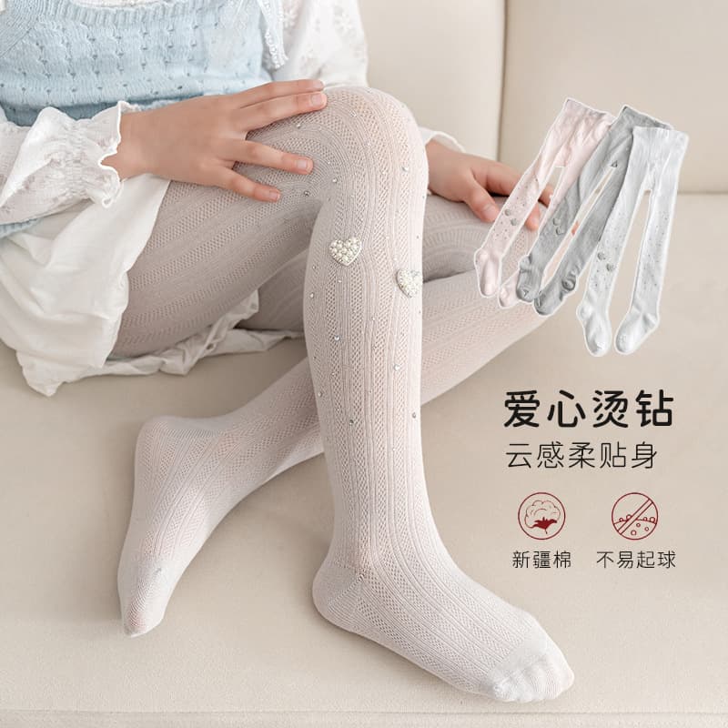 Spring/Summer Girls' Tights, Hot-Selling Export Style, Sparkly Starry Socks, Soft Cotton Vertical Stripe, High Stretch, Fitted Pants for Toddler & Young Girls