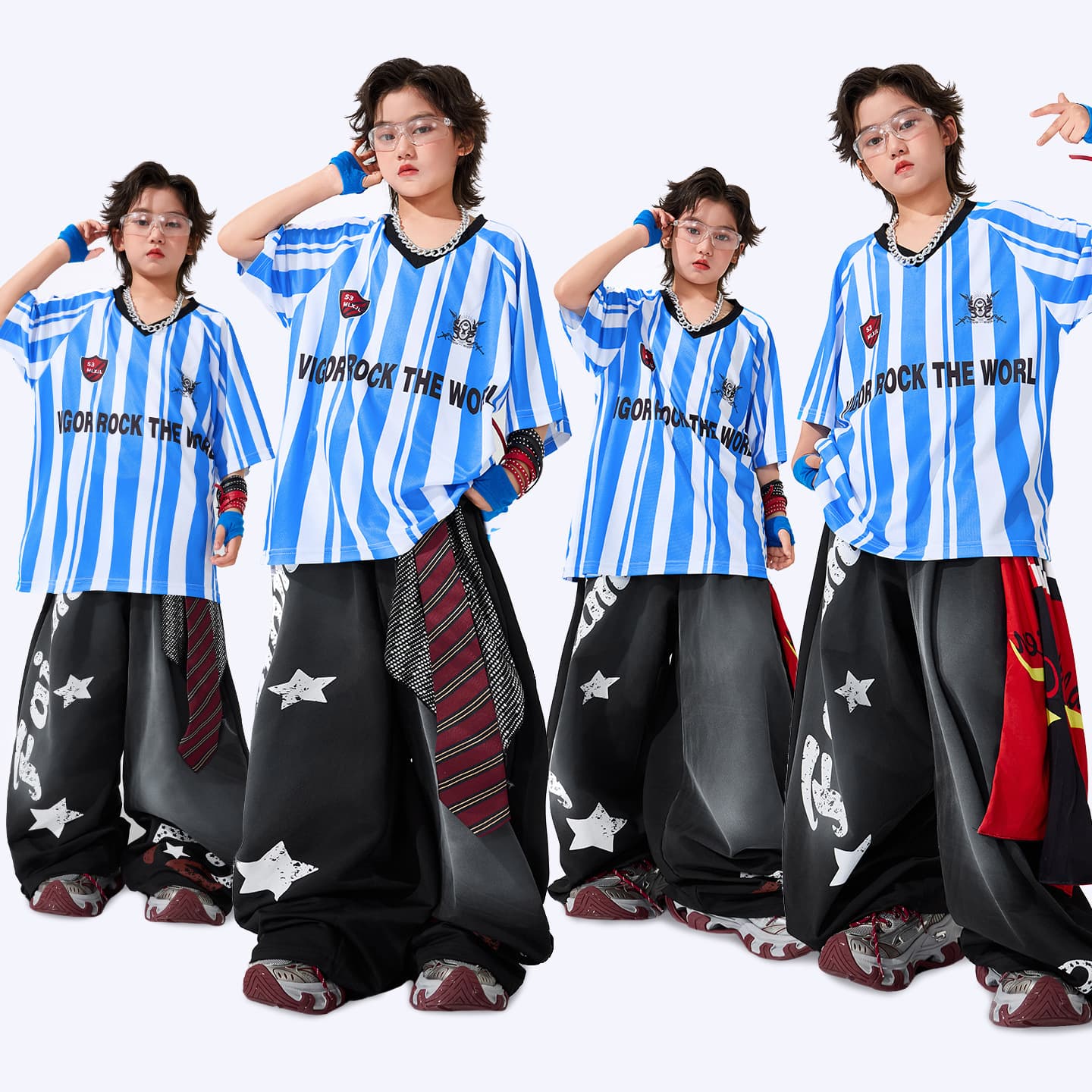 Kids Street Dance Hip Hop Trendy Boy Cool Set Hip Hop Street Girl Trendy Brand Jazz Dance Performance Wear Summer