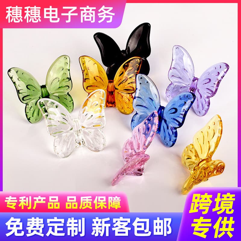 Crystal glass butterfly ornament, transparent butterfly ornament, home decoration, glass crafts, dropshipping available.