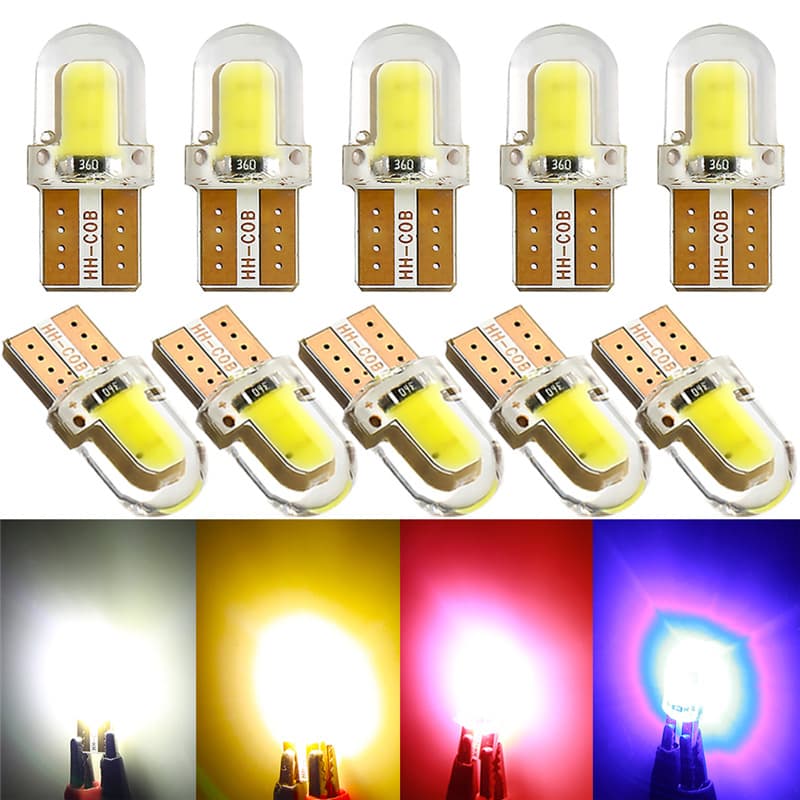 Factory direct sales T10 COB crystal silicone short W5W astigmatism high brightness transparent waterproof width indicator light