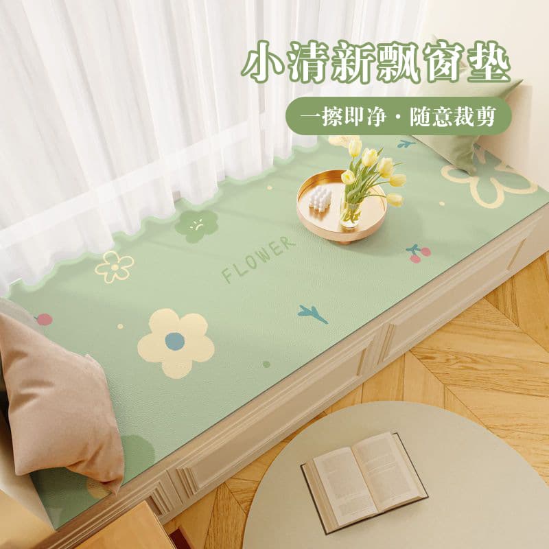 Fresh Floral One-Wipe Clean Bay Window Cushion Waterproof All-Season Wipeable Easy Care Balcony Mat Customizable