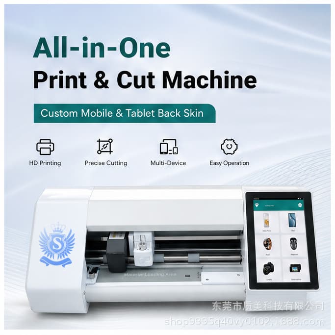 Printer and Cutter 2-in-1 Machine for Phone Back Film and Tablet