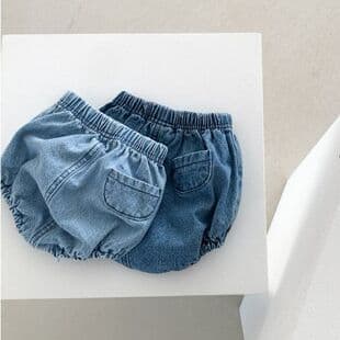 Children Pants Summer Korean Baby Toddler Shorts Boy Girl Pocket Denim Bodysuit Pants Baby Thin Lantern Pants