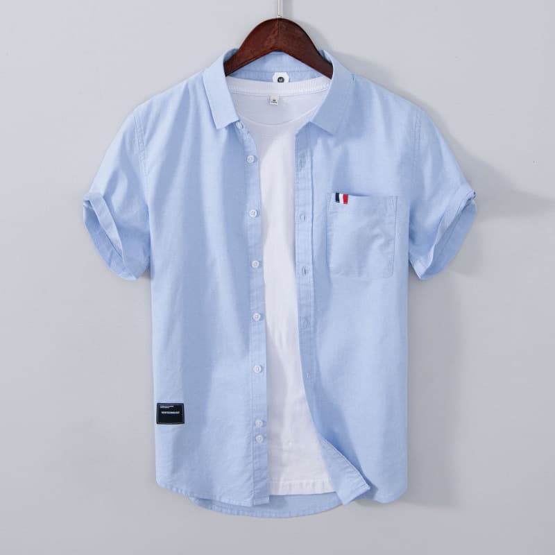 1611 Summer Casual Short Sleeve Shirt Men's 2021 New Product Easy to Match Solid Color Shirt Men's Jacket Dropshipping