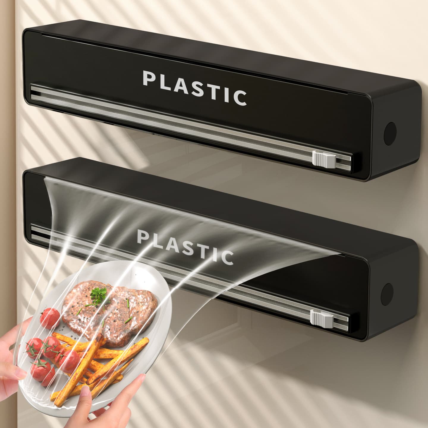 501 cling film cutter, household kitchen baking paper foil magnetic wall-mounted slider cling film cutting box.
